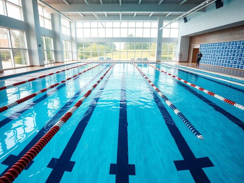 Swimmers training in 50m Olympic pool